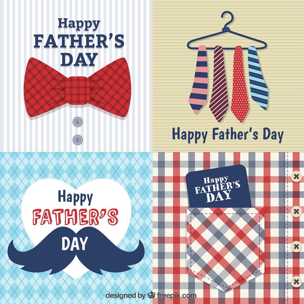 4 fathers day cards vector